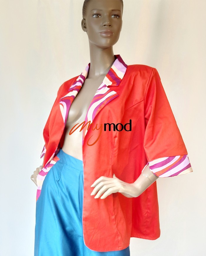 Tailored Jacket, Printed ¾ Sleeves | MYMOD