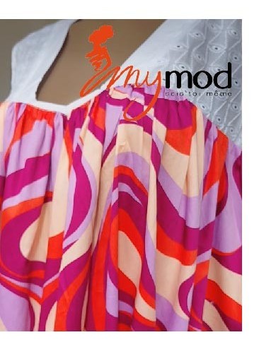 Robe longue évasée col V brodée | MYMOD