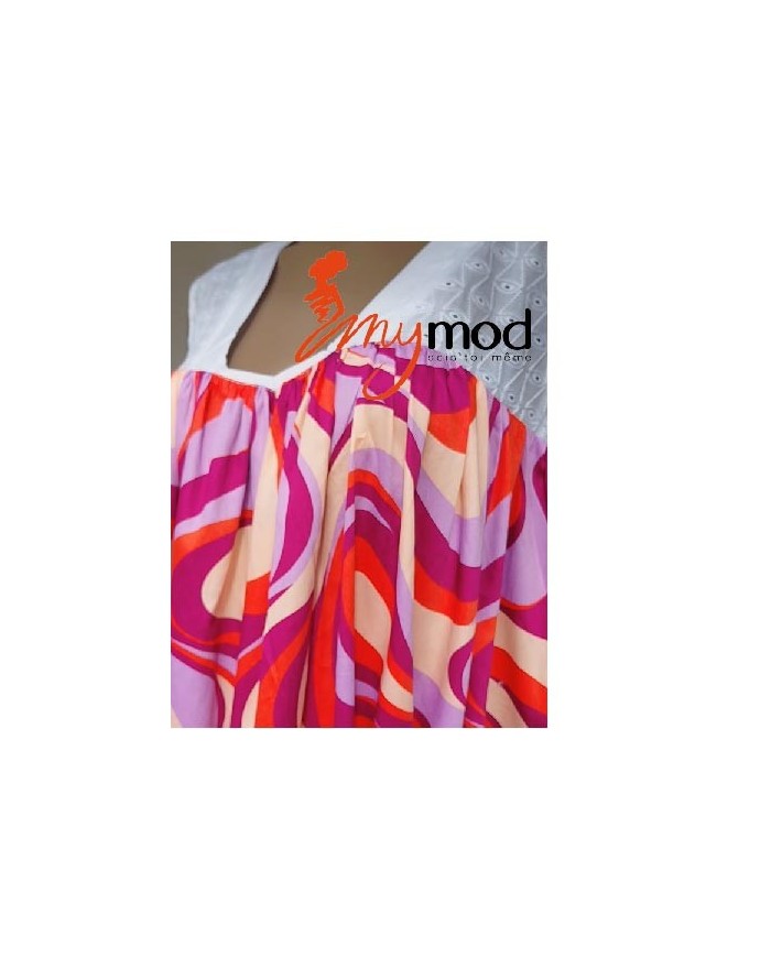 Robe longue évasée col V brodée | MYMOD