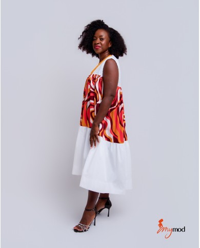 Long Flared V-Neck Lace Dress | MYMOD