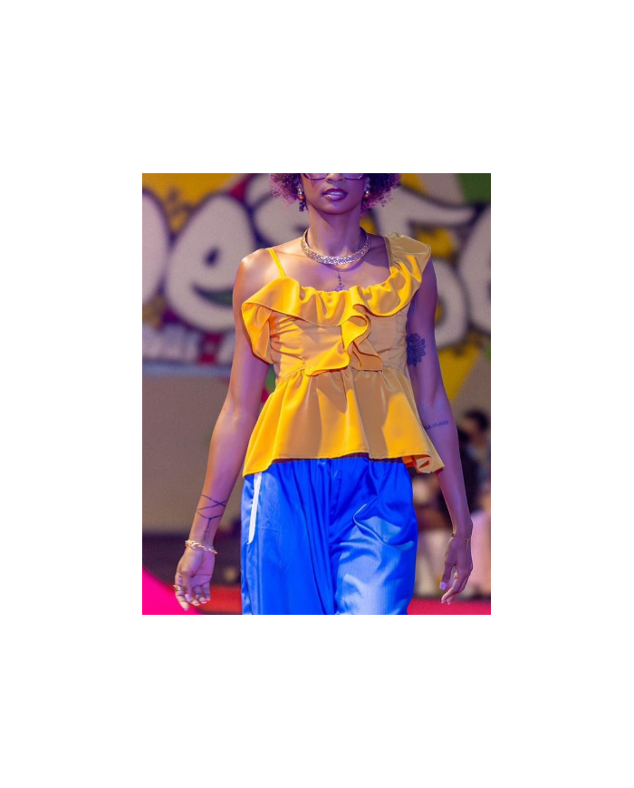 Crop top col V boutonné en lin | MYMOD