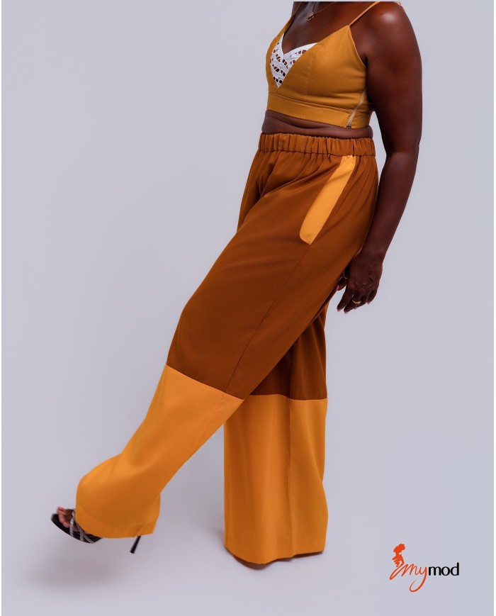 Pantalon large satinné bleu roi | MYMOD