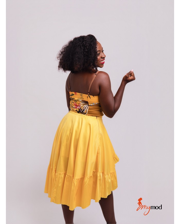 Flared ruffled skirt