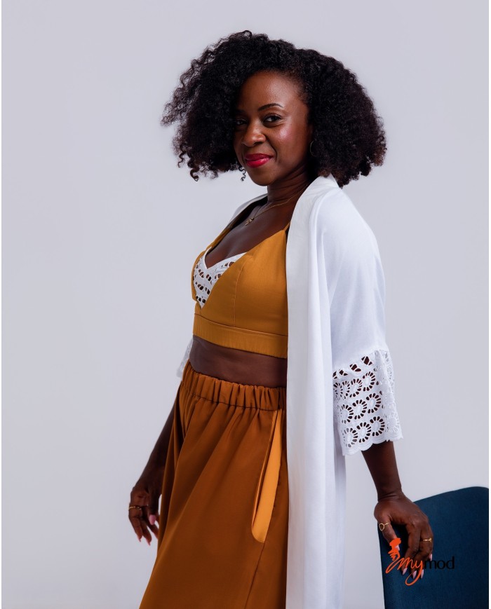 Two-Tone Blue Kimono Collar Over-top