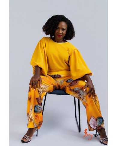 High-Waisted Navy Straight-Cut Flowing Pants