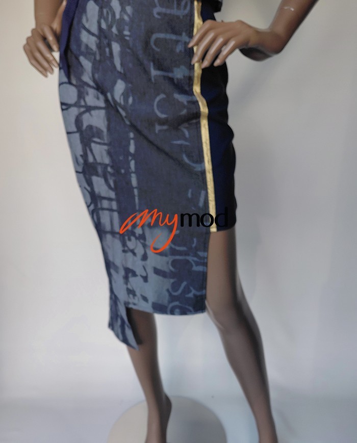 Asymmetrical Flared Denim Skirt | MYMOD