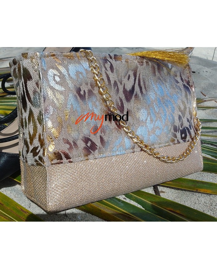 Sac de soirée doré pailleté fait main | MYMOD