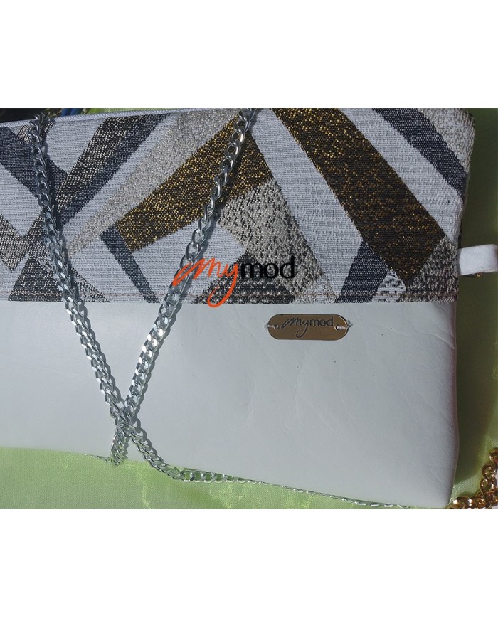 White & Blue Flat Clutch | MYMOD